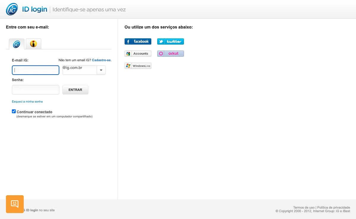 ig.com.br interface de webmail