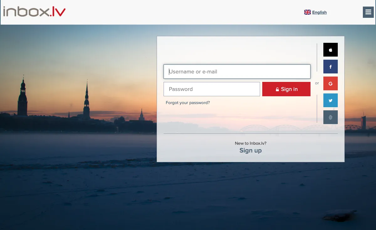 inbox.lv Webmail-Oberfläche