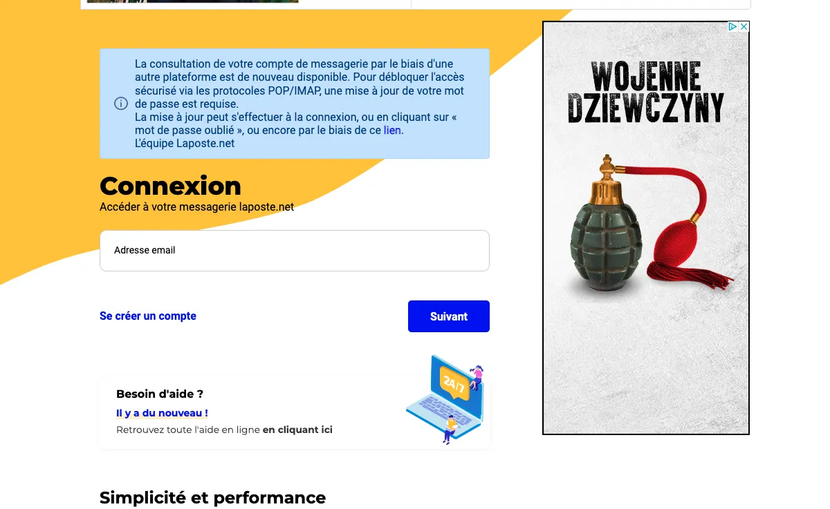 laposte.net interface de webmail