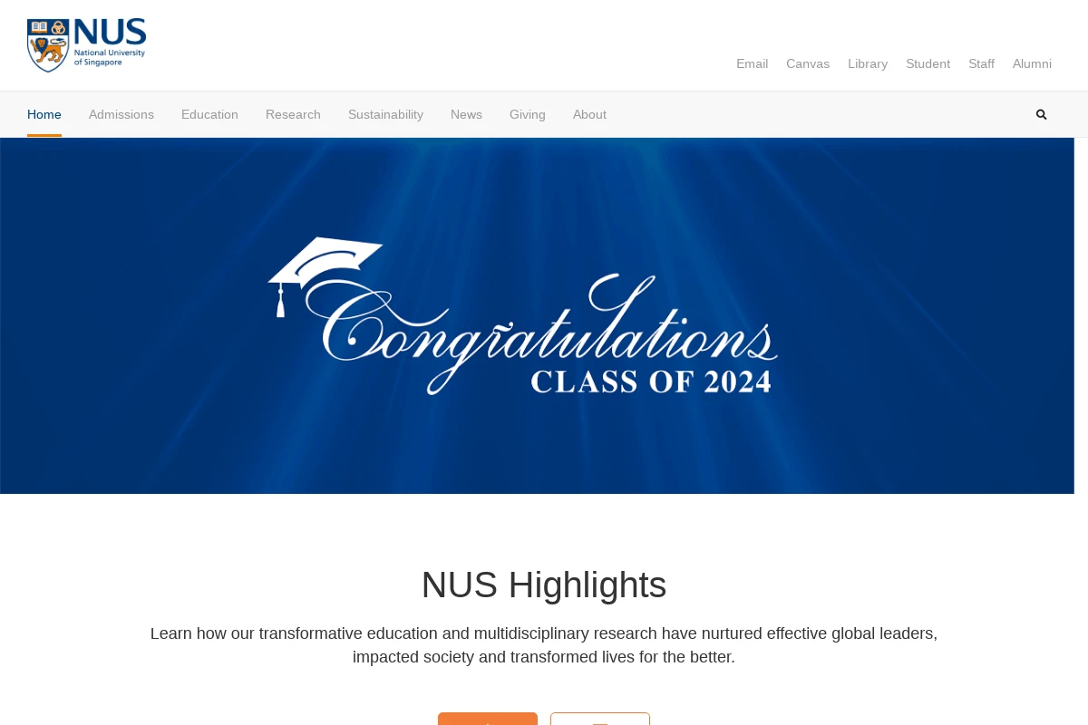 nus.edu.sg Webmail-Oberfläche