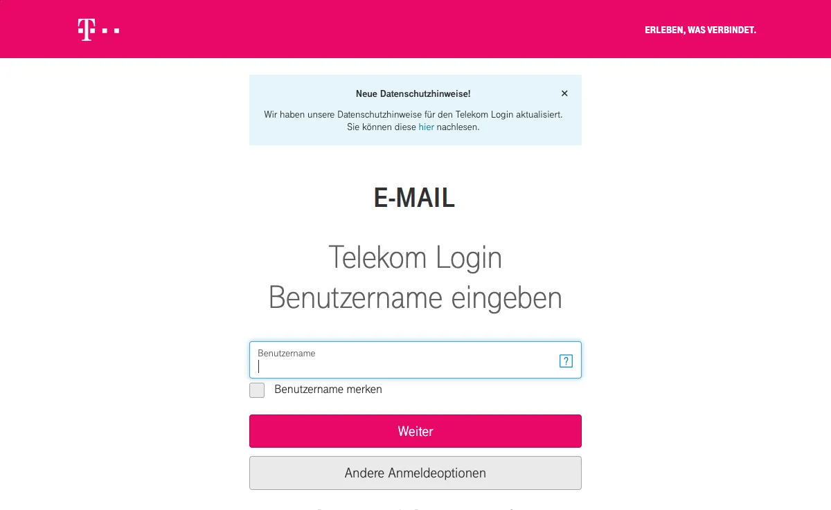 t-online.de Webmail-Oberfläche