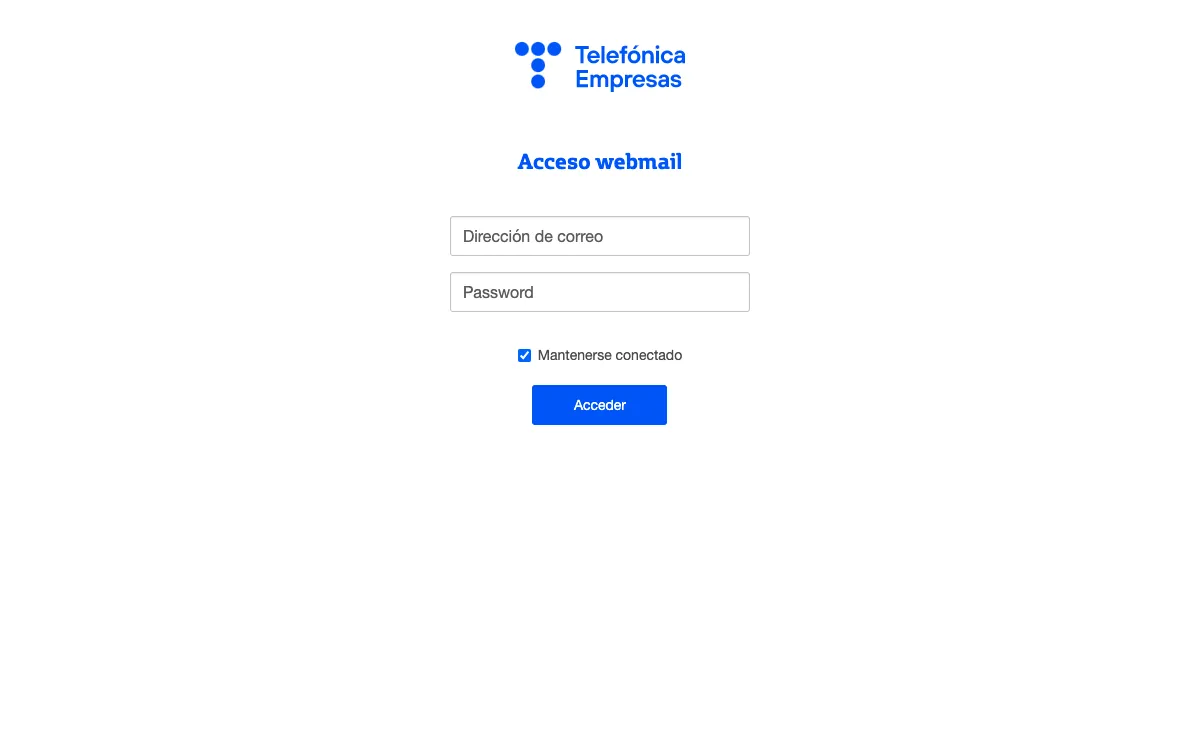 telefonica.net Webmail-Oberfläche