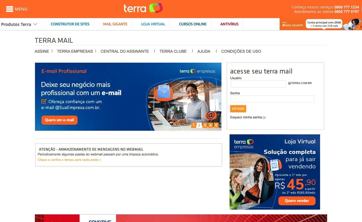 terra.com.br interface webmail