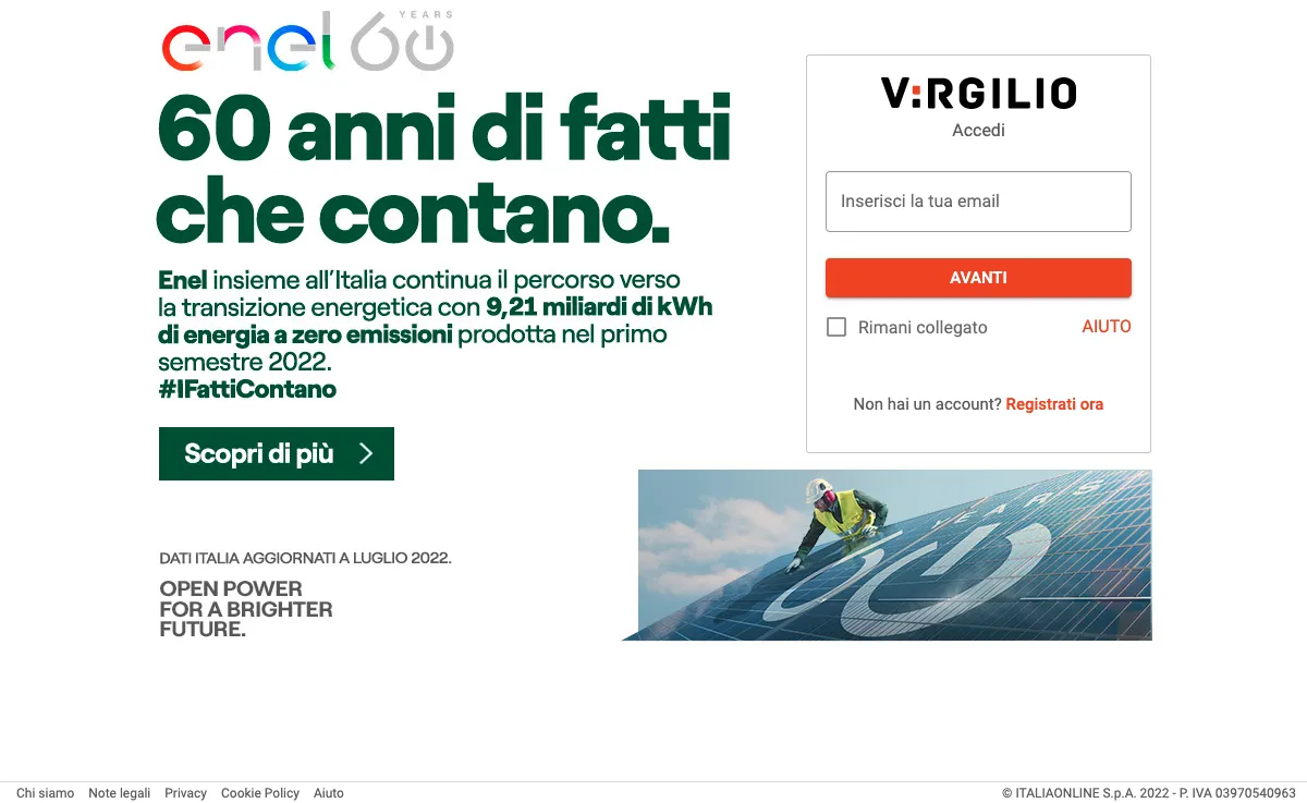 virgilio.it Webmail-Oberfläche