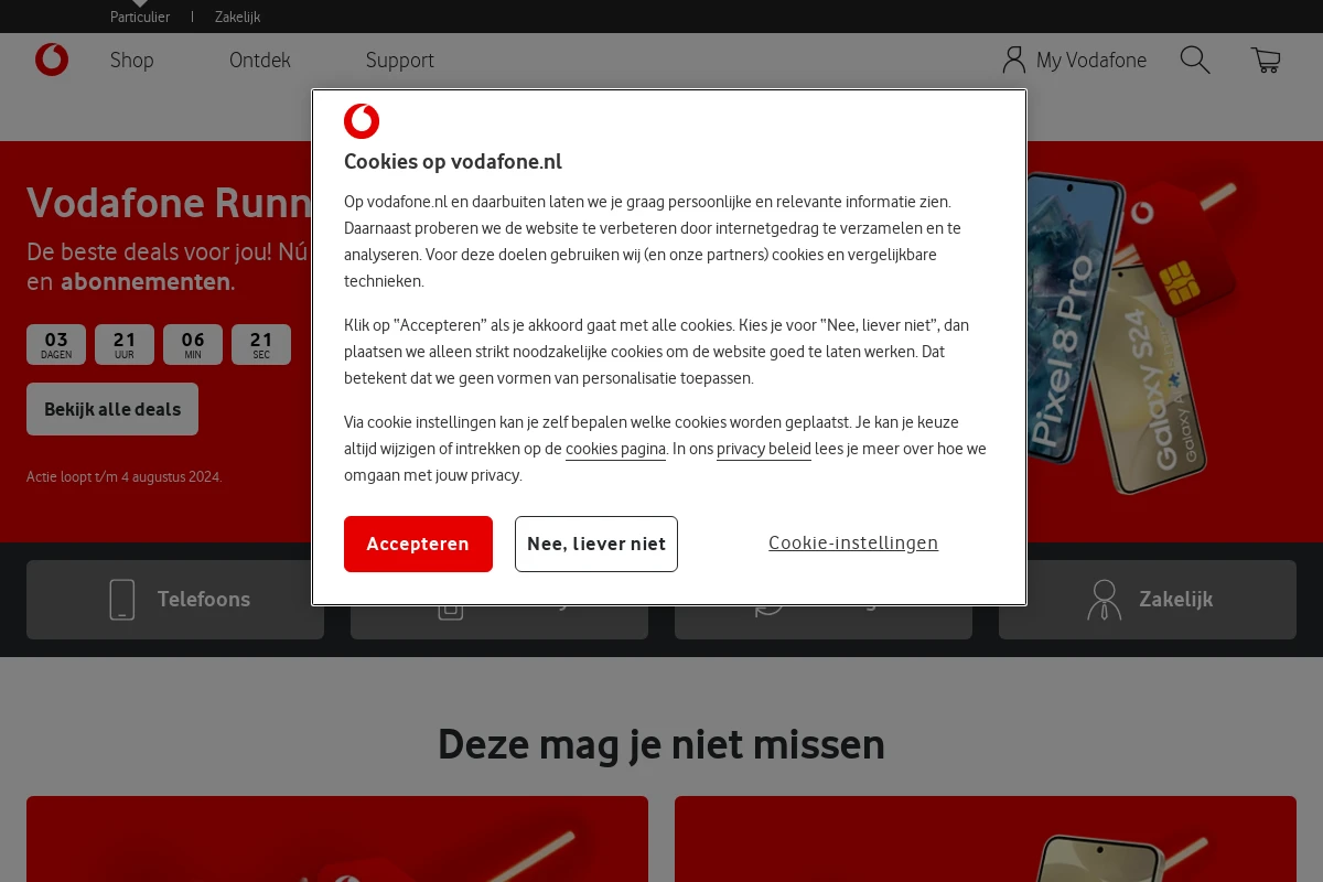 vodafone.nl Webmail-Oberfläche