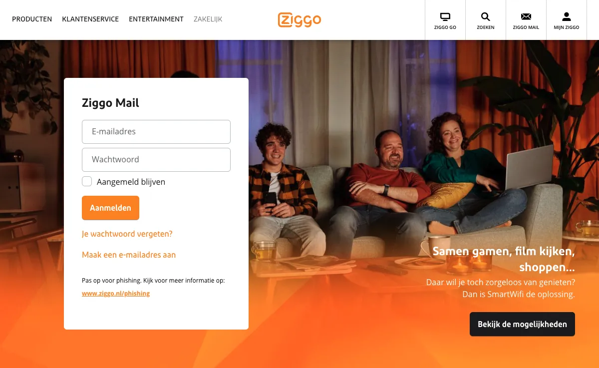 ziggo.nl interfejs poczty internetowej