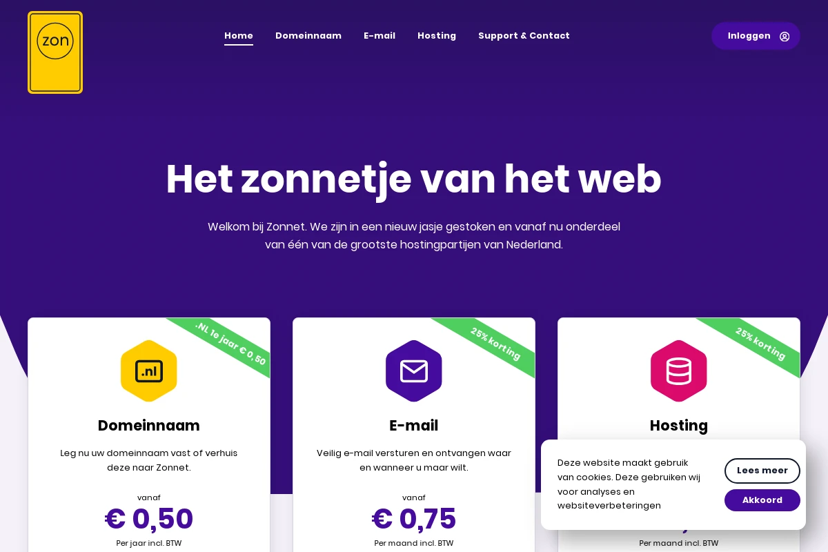 zonnet.nl interfejs poczty internetowej